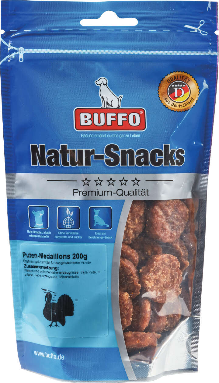 BUFFO Hundeleckerli Natur-Snacks Puten-Medaillons
